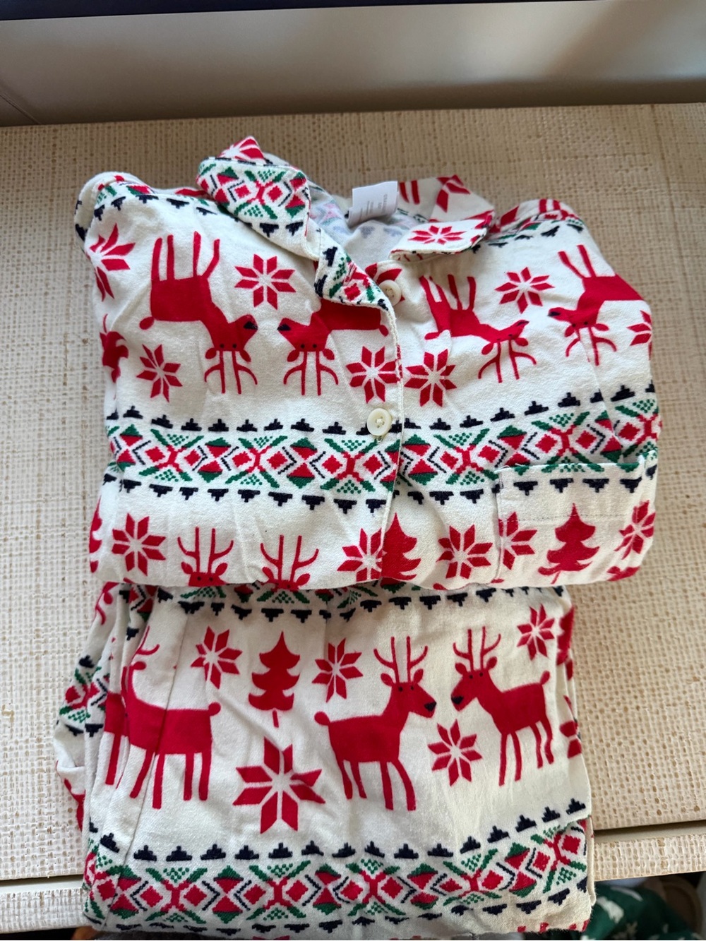 Hanna Andersson Red and White Reindeer Holiday Pajama Set